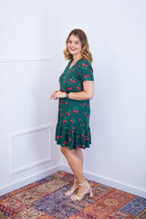 Vestido Verona - Babado Gola V e Manga Curta - Naguirre Shop