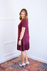 Vestido Verona - Babado Gola V e Manga Curta - Naguirre Shop