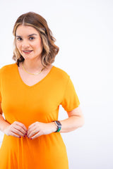 Vestido Verona - Babado Gola V e Manga Curta - Naguirre Shop