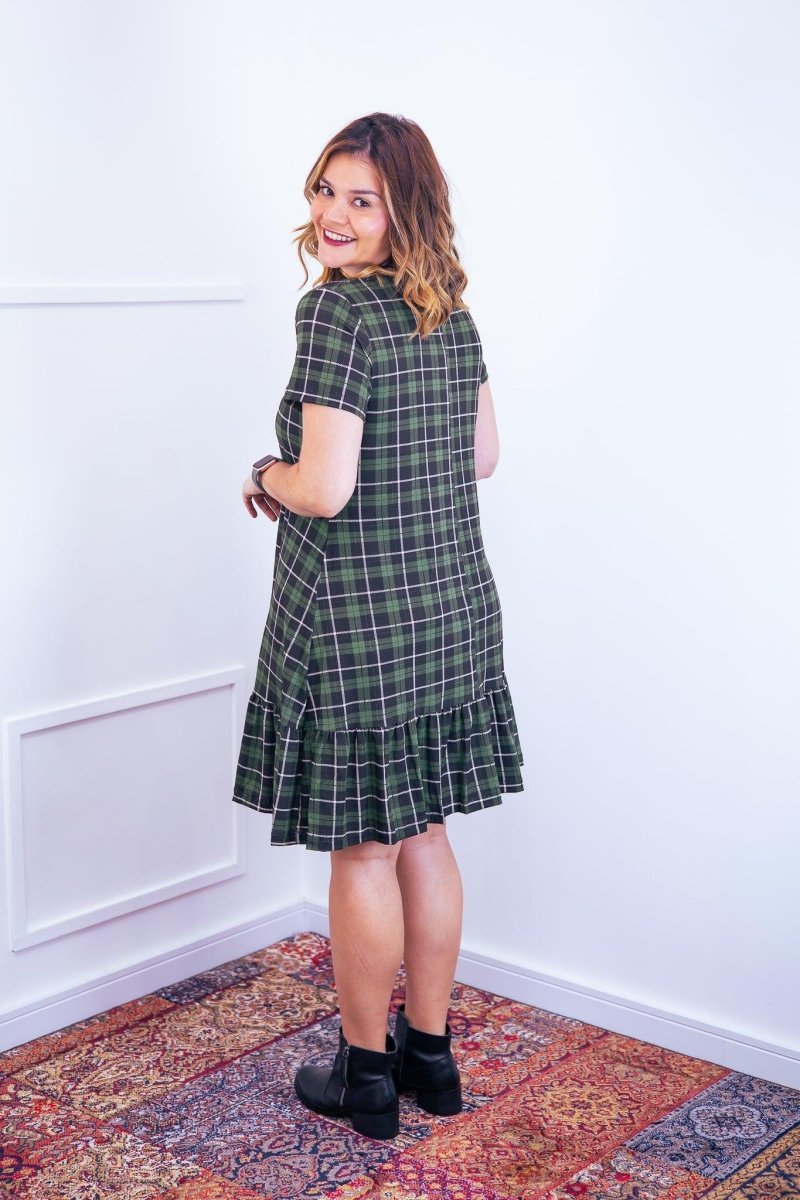 Vestido Verona - Babado Gola V e Manga Curta - Naguirre Shop