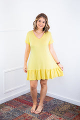 Vestido Verona - Babado Gola V e Manga Curta - Naguirre Shop