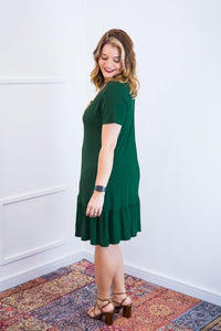 Vestido Verona - Babado Gola V e Manga Curta - Naguirre Shop