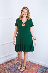 Vestido Verona - Babado Gola V e Manga Curta - Naguirre Shop