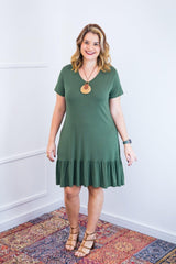 Vestido Verona - Babado Gola V e Manga Curta - Naguirre Shop