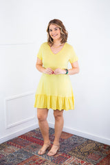 Vestido Verona - Babado Gola V e Manga Curta - Naguirre Shop