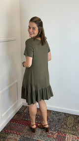 Vestido Verona - Babado Gola V e Manga Curta - Naguirre Shop