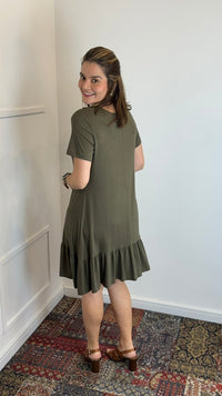 Vestido Verona - Babado Gola V e Manga Curta - Naguirre Shop