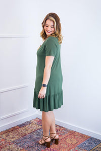 Vestido Verona - Babado Gola V e Manga Curta - Naguirre Shop