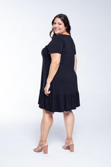 Vestido Verona - Babado Gola V e Manga Curta - Naguirre Shop