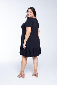 Vestido Verona - Babado Gola V e Manga Curta - Naguirre Shop
