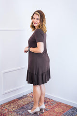 Vestido Verona - Babado Gola V e Manga Curta - Naguirre Shop