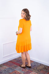 Vestido Verona - Babado Gola V e Manga Curta - Naguirre Shop