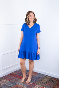 Vestido Verona - Babado Gola V e Manga Curta - Naguirre Shop