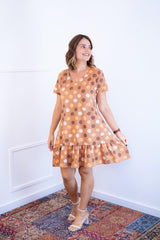 Vestido Verona - Babado Gola V e Manga Curta Aquarela - Naguirre Shop