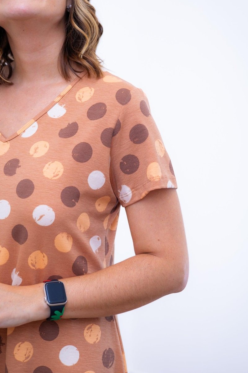 Vestido Verona - Babado Gola V e Manga Curta Aquarela - Naguirre Shop