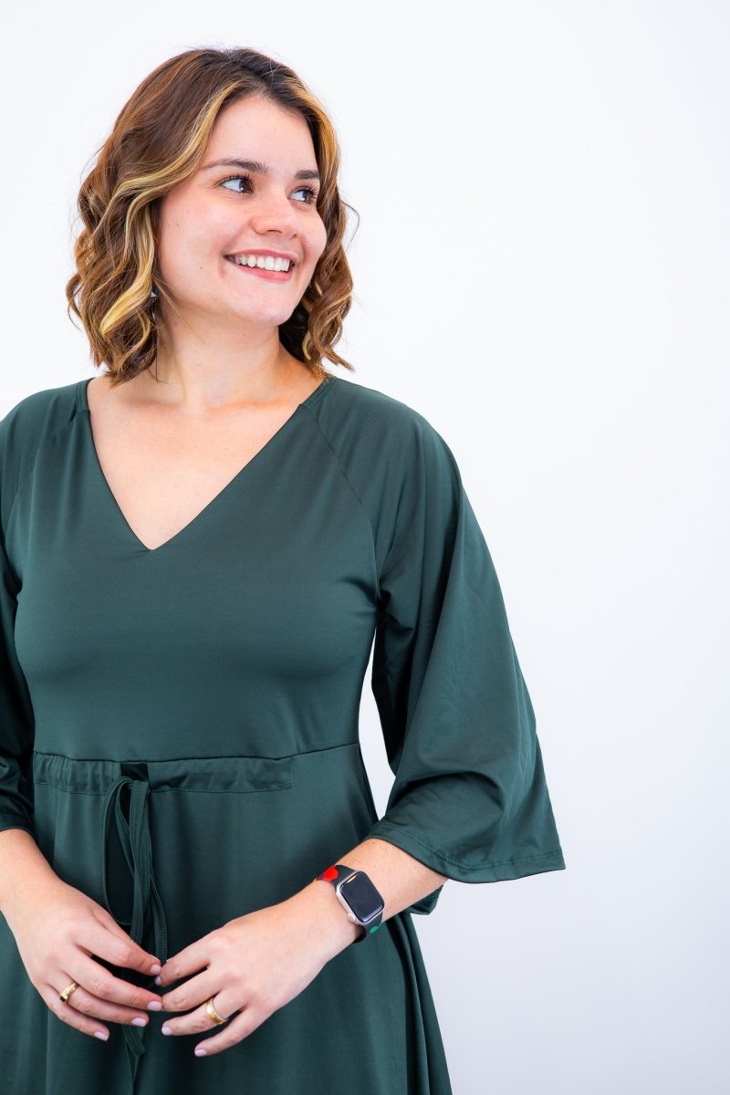 Vestido Virgínia - Midi Ajustável com Manga Morcego em Malha Confort - Naguirre Shop