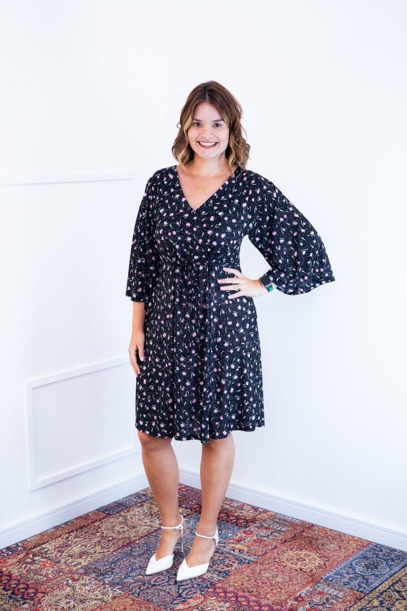 Vestido Virgínia - Midi Ajustável com Manga Morcego em Malha Confort - Naguirre Shop