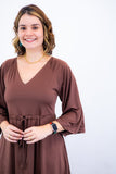 Vestido Virgínia - Midi Ajustável com Manga Morcego em Malha Confort - Naguirre Shop