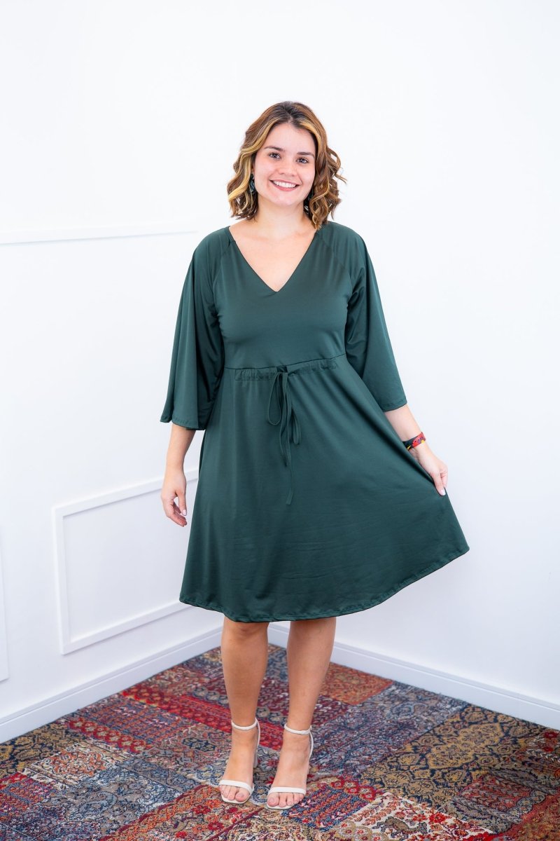 Vestido Virgínia - Midi Ajustável com Manga Morcego em Malha Confort - Naguirre Shop