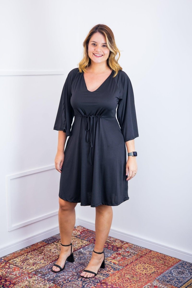 Vestido Virgínia - Midi Ajustável com Manga Morcego em Malha Confort - Naguirre Shop
