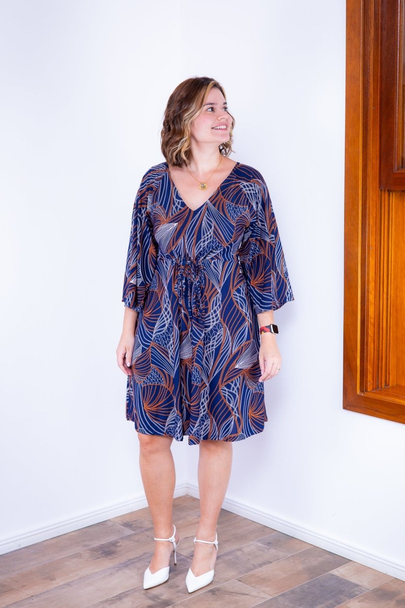 Vestido Virgínia - Midi Ajustável com Manga Morcego em Malha Confort - Naguirre Shop