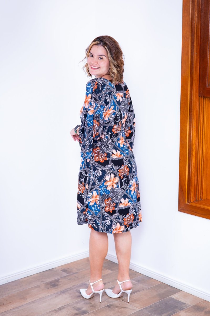 Vestido Virgínia - Midi Ajustável com Manga Morcego em Malha Confort - Naguirre Shop