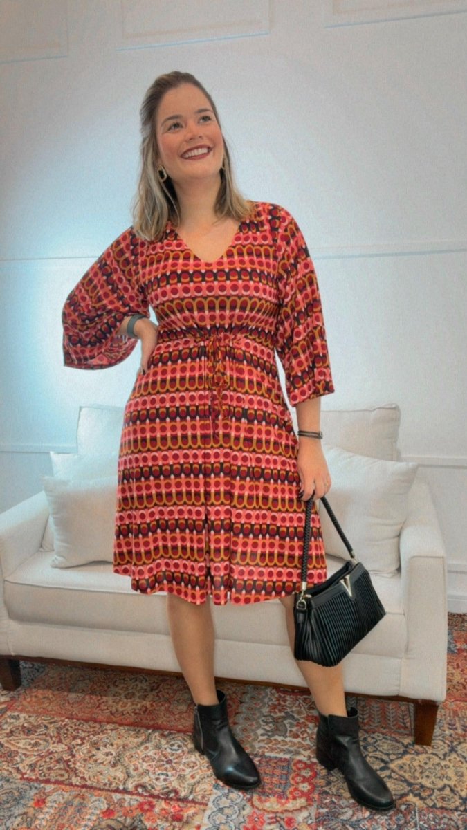 Vestido Virgínia - Midi Ajustável com Manga Morcego em Malha Confort - Naguirre Shop