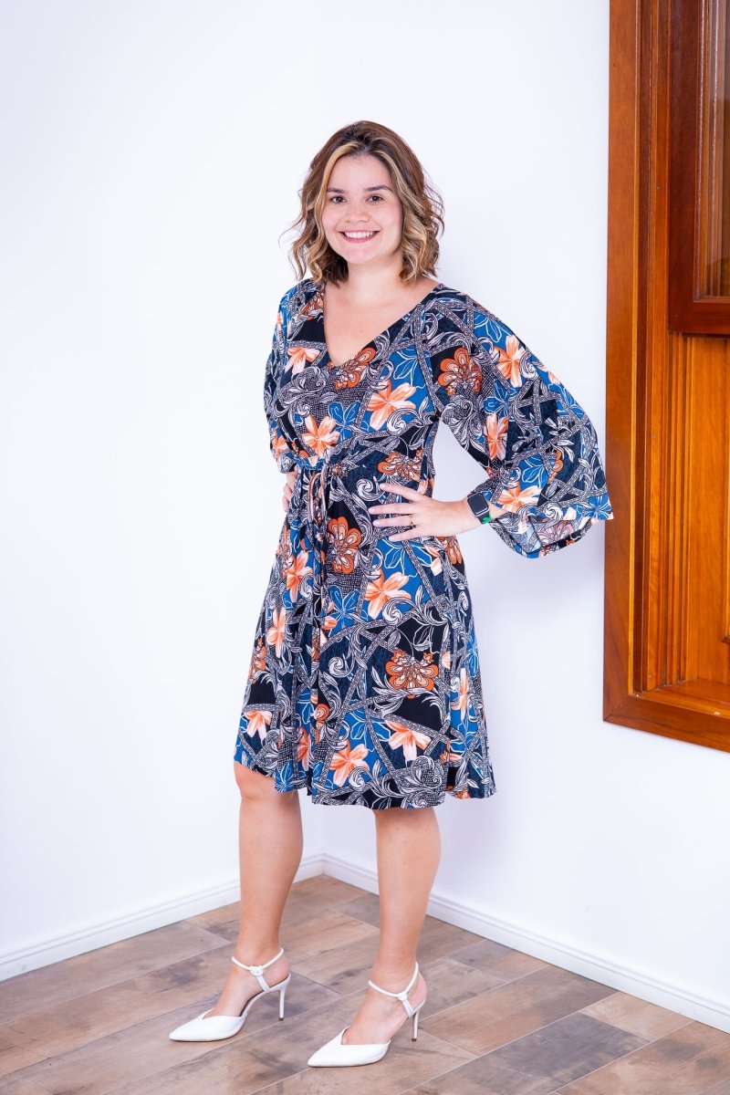 Vestido Virgínia - Midi Ajustável com Manga Morcego em Malha Confort - Naguirre Shop