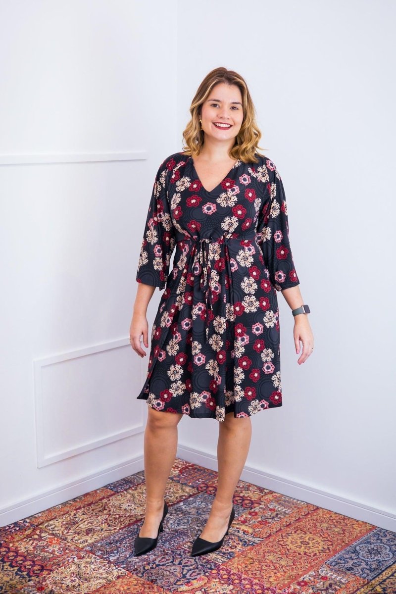 Vestido Virgínia - Midi Ajustável com Manga Morcego em Malha Confort - Naguirre Shop