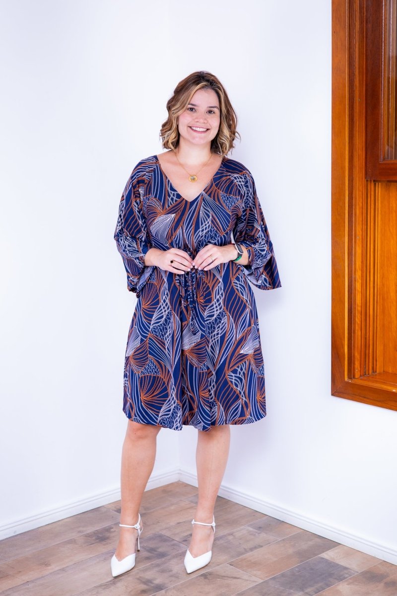Vestido Virgínia - Midi Ajustável com Manga Morcego em Malha Confort - Naguirre Shop