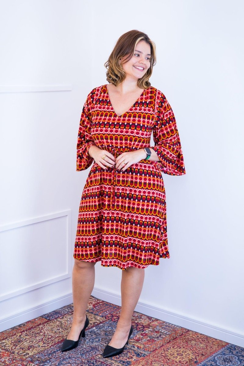 Vestido Virgínia - Midi Ajustável com Manga Morcego em Malha Confort - Naguirre Shop