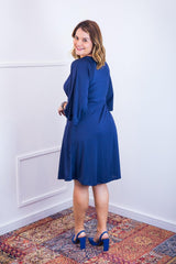 Vestido Virgínia - Midi Ajustável com Manga Morcego em Malha Confort - Naguirre Shop