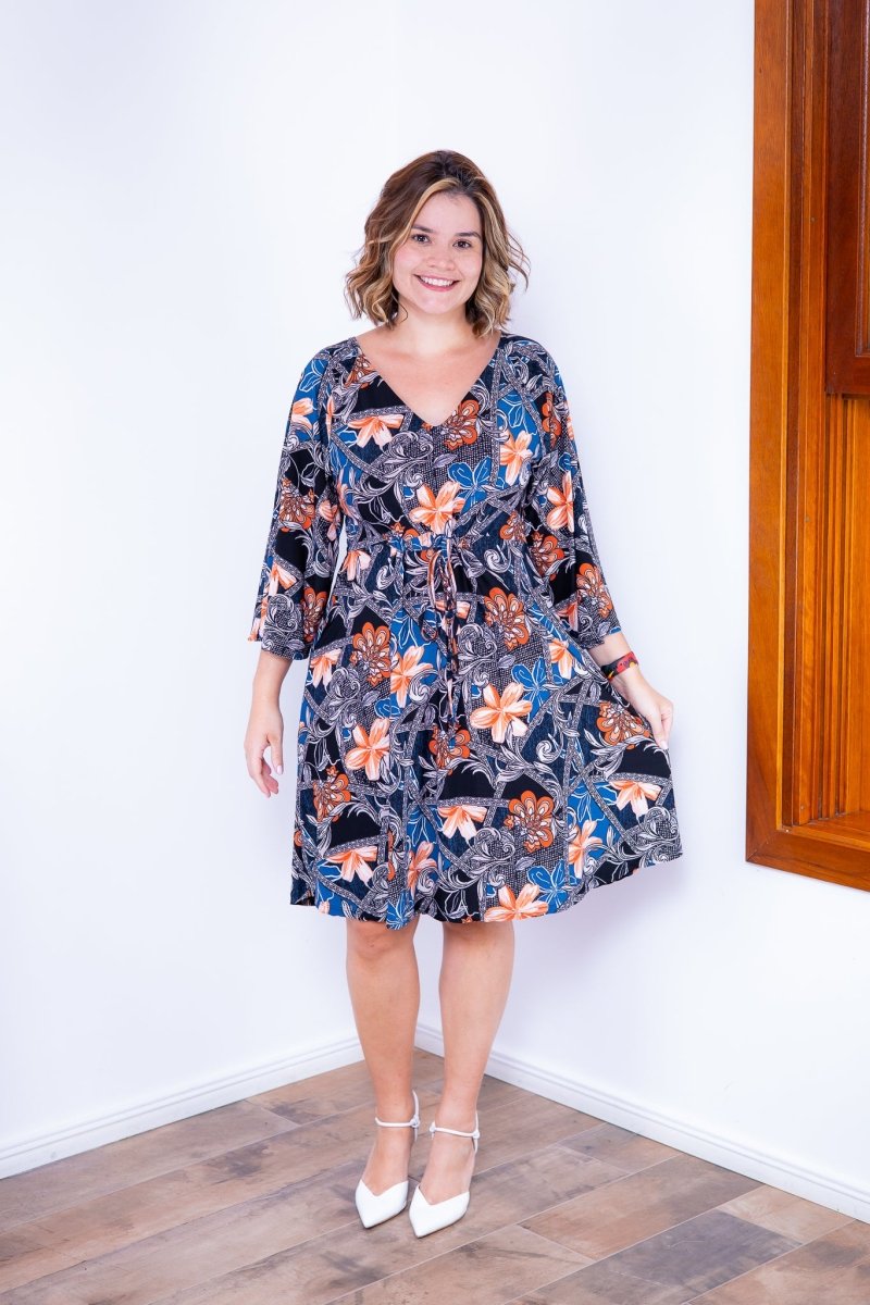 Vestido Virgínia - Midi Ajustável com Manga Morcego em Malha Confort - Naguirre Shop