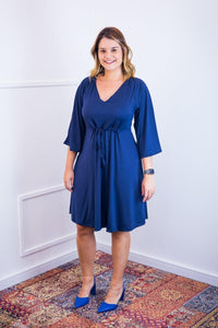 Vestido Virgínia - Midi Ajustável com Manga Morcego em Malha Confort - Naguirre Shop