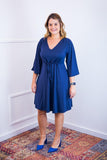 Vestido Virgínia - Midi Ajustável com Manga Morcego em Malha Confort - Naguirre Shop