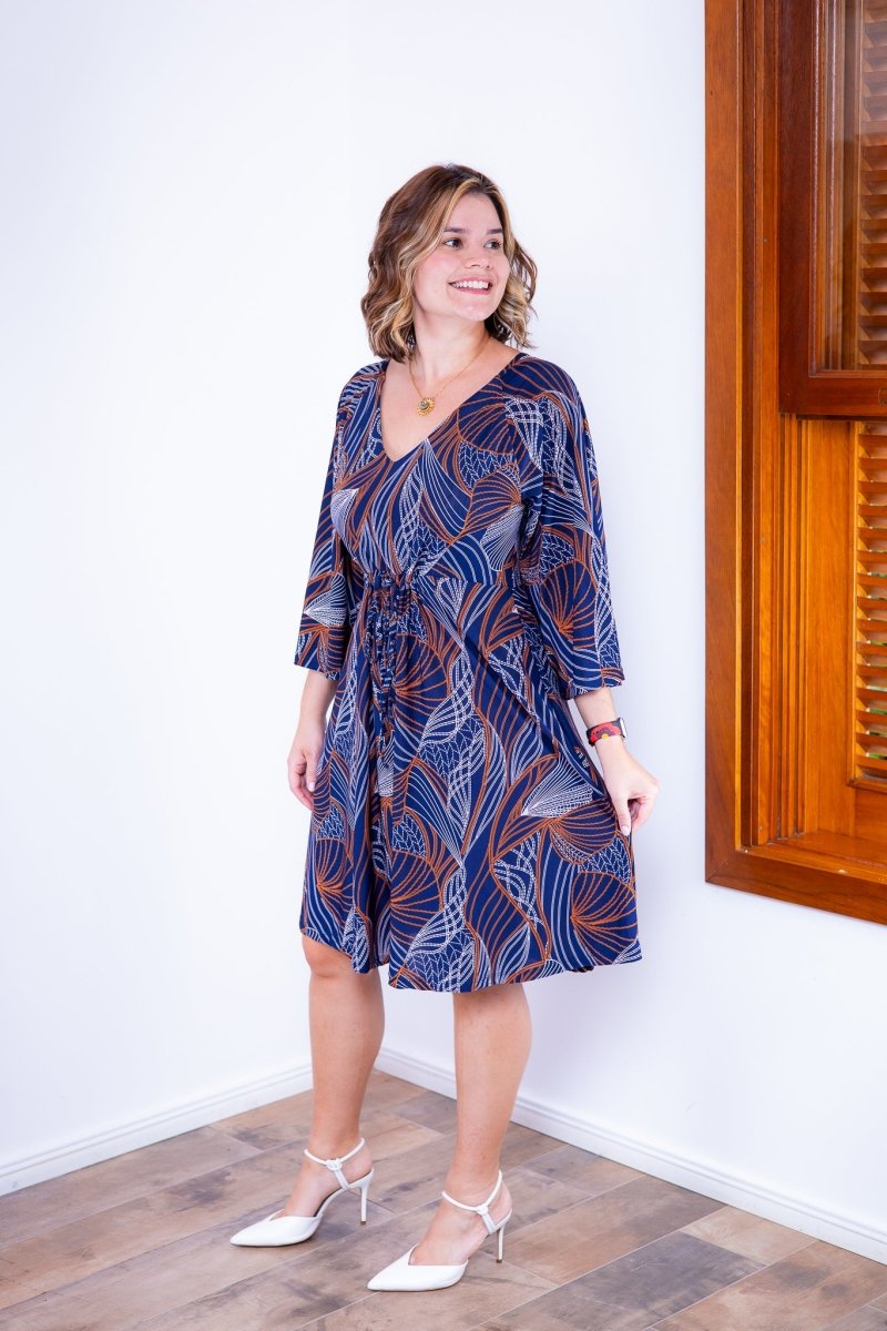 Vestido Virgínia - Midi Ajustável com Manga Morcego em Malha Confort - Naguirre Shop