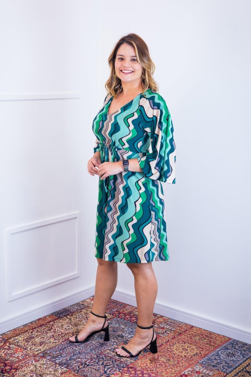 Vestido Virgínia - Midi Ajustável com Manga Morcego em Malha Confort - Naguirre Shop