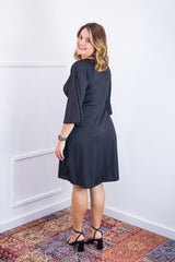 Vestido Virgínia - Midi Ajustável com Manga Morcego em Malha Confort - Naguirre Shop