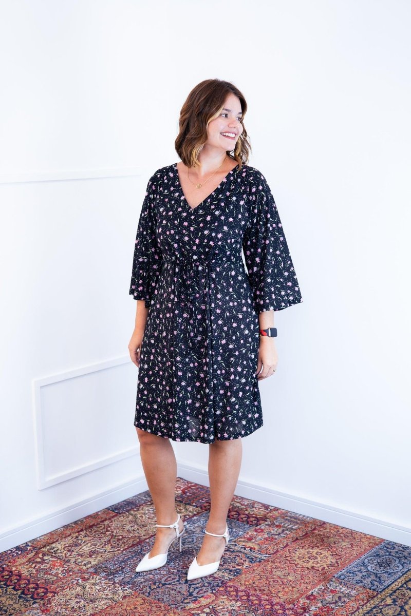Vestido Virgínia - Midi Ajustável com Manga Morcego em Malha Confort - Naguirre Shop