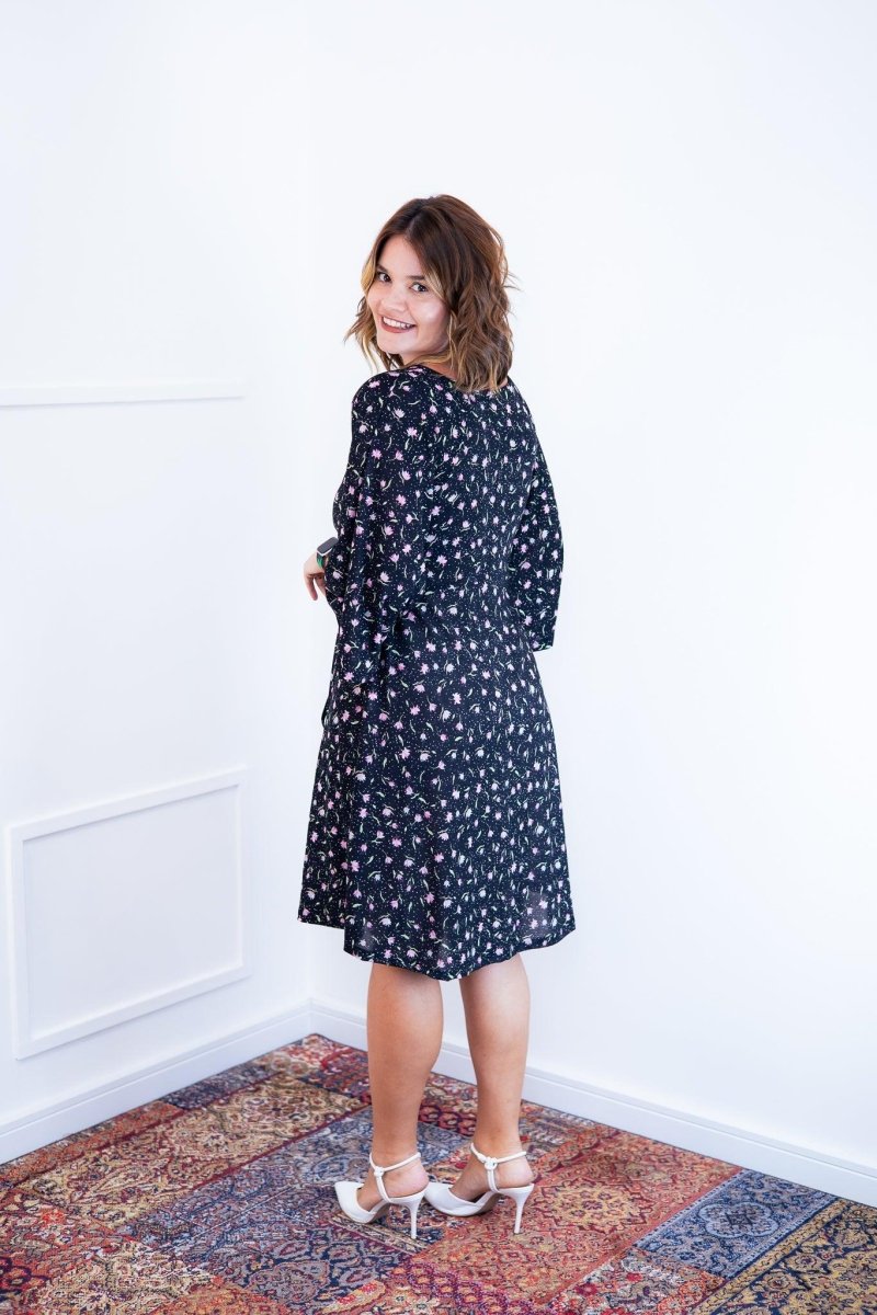 Vestido Virgínia - Midi Ajustável com Manga Morcego em Malha Confort - Naguirre Shop