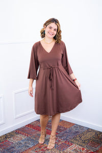 Vestido Virgínia - Midi Ajustável com Manga Morcego em Malha Confort - Naguirre Shop