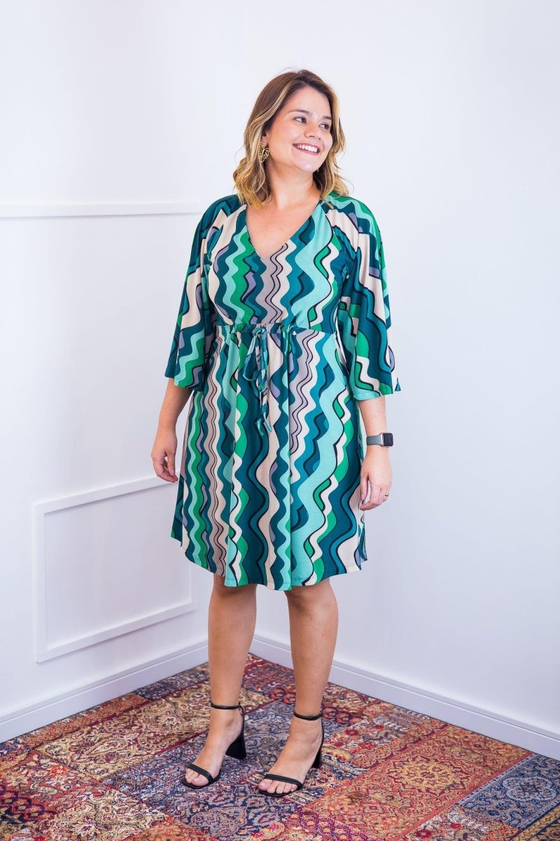 Vestido Virgínia - Midi Ajustável com Manga Morcego em Malha Confort - Naguirre Shop