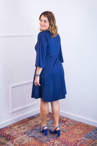 Vestido Virgínia - Midi Ajustável com Manga Morcego em Malha Confort - Naguirre Shop
