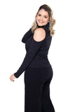 Blusa Amelie - com recortes nos ombros - malha canelada - Naguirre Shop