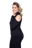 Blusa Amelie - com recortes nos ombros - malha canelada - Naguirre Shop