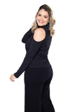Blusa Malha Canelada com Recortes nos Ombros - Amelie - Naguirre Shop