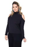 Blusa Malha Canelada com Recortes nos Ombros - Amelie - Naguirre Shop